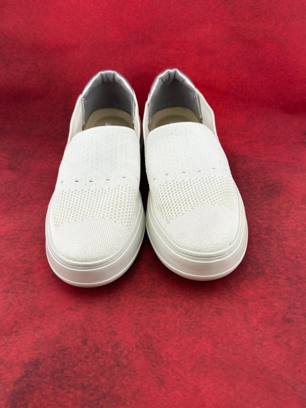 DEARFOAMS COMFORT SOPHIE SLIP-ON STRETCH WOMEN'S SNEAKER WHITE SIZE 10.5